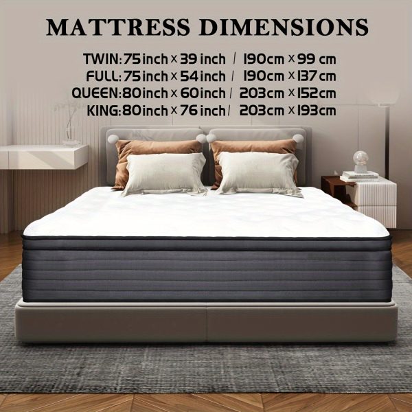10" 12" 14" Hybrid Mattresses Twin Full Queen King Bed Mattress Pocket Spring In A Box - Image 3