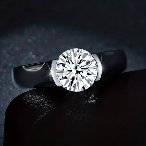 1 Piece 925 Sterling Silver 2 Carat/3 Carat Moissanite Ring Exquisite Men's And Women's Couple Ring Engagement Wedding Confession Anniversary Gift For Friends, Lovers And Family - Image 2