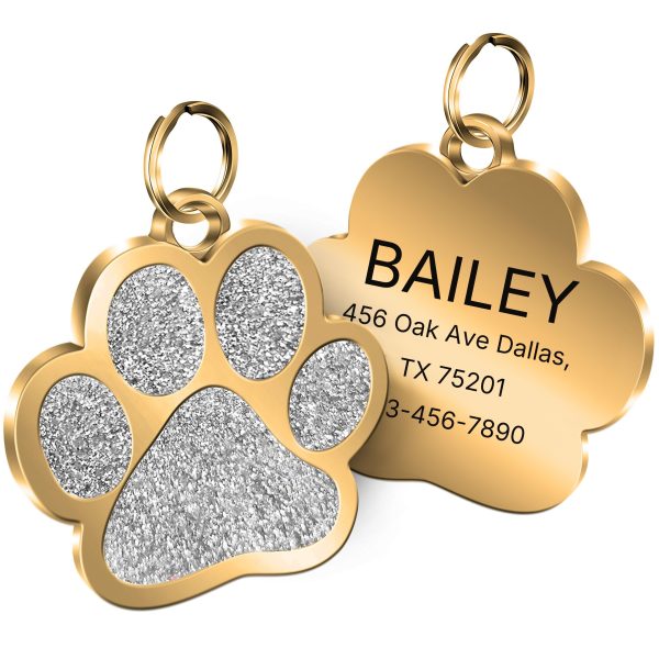 Customized Personalized Engraved Name Tags For Pet Cats And Dogs With ID, Name, Phone Number, Address, And Golden Label. Prevent Loss With Custom Pet Paw-shaped Dog Tags. Clear, Durable, And Non-fading For Customized Golden Pet Hanging Tags. - Image 8