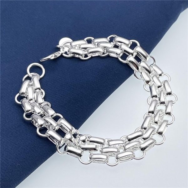 925 pure Silvery 3-strand chain bracelet, suitable for men and women, pure Silvery chain accessories, suitable for people of multiple ages, suitable for gifts, suitable for Christmas, Halloween, Thanksgiving, New Year and birthday gifts - Image 3