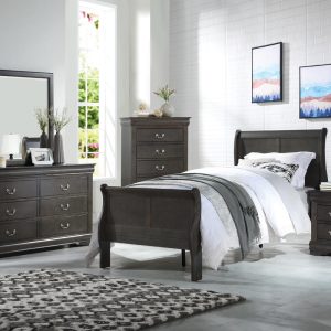 Louis Philippe Dark Gray Finish 5PCS Bedroom Set offering a perfect blend of style and functionality