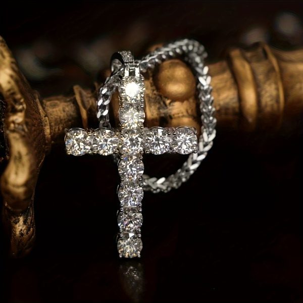 Moissanite 11ct 925 Sterling Silver Men'S Cross Pendant, Hypoallergenic Necklace Gift Your Lover And Friends, Suitable For Banquets, Parties, Luxury Pendants, Rapper - Image 11