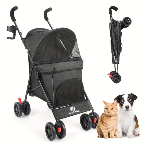 Pet Stroller Folding Cart, Dog And Cat Jogging Cart, 4 Quick Folding Wheels, Folding Dog Cart And Cart, Medium-sized Small Dog And Cat Wagon Walking And Playing - Image 13