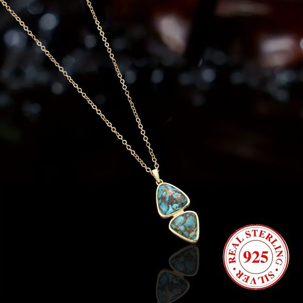 A Vintage Palace-style Natural Turquoise Necklace Made Of 5g Of S 925 Silver. - Image 6