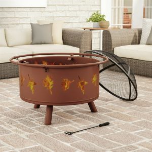 32" Fire Pit Heater Backyard Round Large Steel Outdoor Wood Burning with Cover -Easy Assembly-Large Bonfire, Backyard, Camping, Patio, Picnic- Housewarming Gift