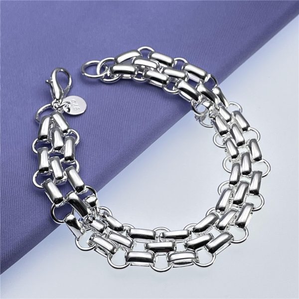 925 pure Silvery 3-strand chain bracelet, suitable for men and women, pure Silvery chain accessories, suitable for people of multiple ages, suitable for gifts, suitable for Christmas, Halloween, Thanksgiving, New Year and birthday gifts - Image 7