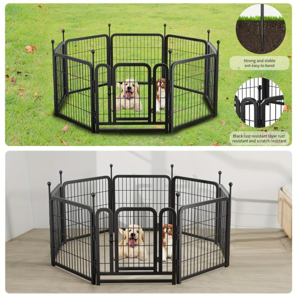 Dog Playpen 8 Panels 24" Height Heavy Duty Dog Fence Puppy Pen For Large Medium Small Dogs Indoor Outdoor Foldable Pet Exercise Pen - Image 2