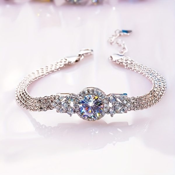925 Silvery main stone, 2 carats, high-quality moissanite, simple and beautiful fashionable bracelet for men and women, suitable for wearing during engagement and wedding confessions, as a gift for friends, loved ones and family members