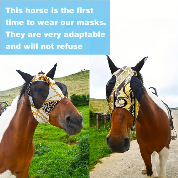 10pcs Horse Fly Masks, Soft And High Elasticity Comfort Fit With Ears, Breathable Equine Face Mask, Lycra Stretchable Horse Riding Supplies, Size Full (L) - Image 7
