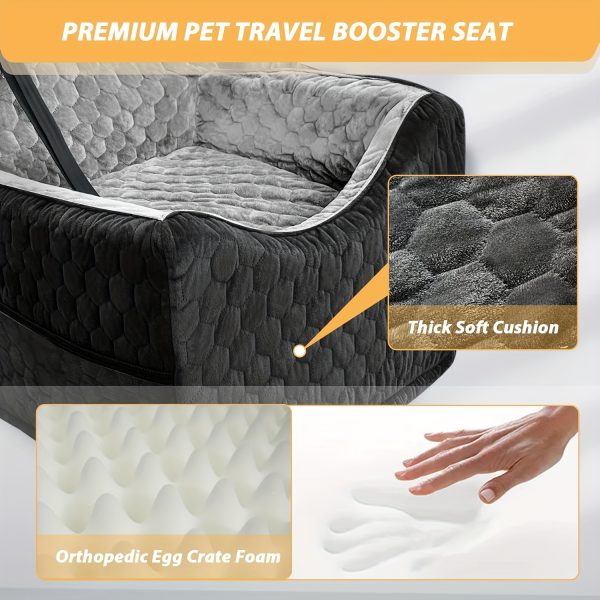 Dog Car Seat For Small Medium Dogs, Memory Foam Dog Booster Seat, Elevated Pet Car Seat For Dogs Up To 35 Lbs, Travel Safety Car Seat With Storage Pockets (Gray/Black) - Image 5