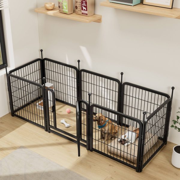 Dog Playpen 8 Panels 24" Height Heavy Duty Dog Fence Puppy Pen For Large Medium Small Dogs Indoor Outdoor Foldable Pet Exercise Pen