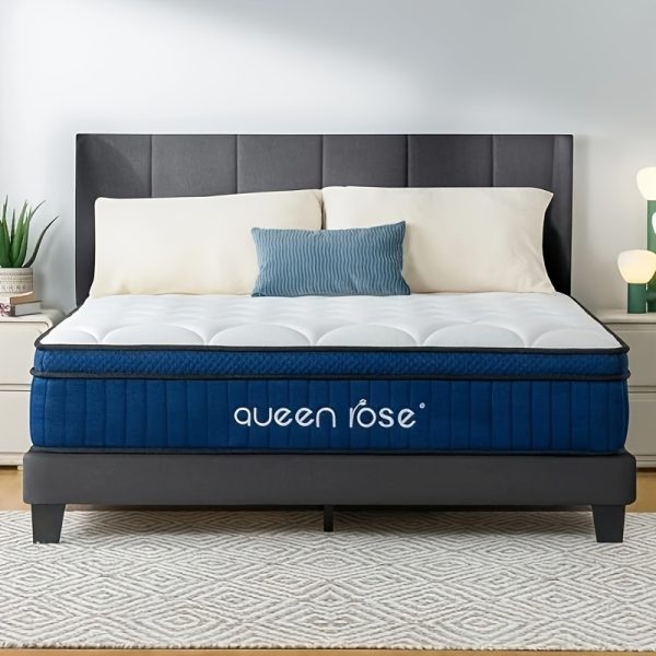 12 Inch Hybrid Mattress In A Box, QUEEN ROSE Mattress, Twin/ Full/ Queen/ King Pillow Top With Individual Pocket Spring For Motion Isolation And Silent Sleep, Medium Soft