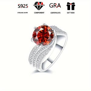3ct/5ct Moissanite 925 Sterling Silver Inlaid Luxurious Ring for Engagement, Wedding, Evening Party, and Official Occasions