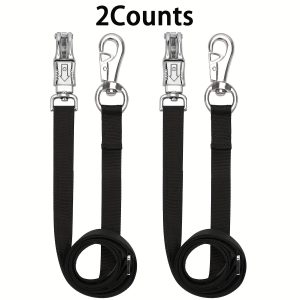 2pcs Adjustable Heavy Duty Nylon Cross Ties for Horses with Panic Snap and Bull Snap, Professional Equestrian Stall and Muck Supplies - 45.2" to 78.7" Length