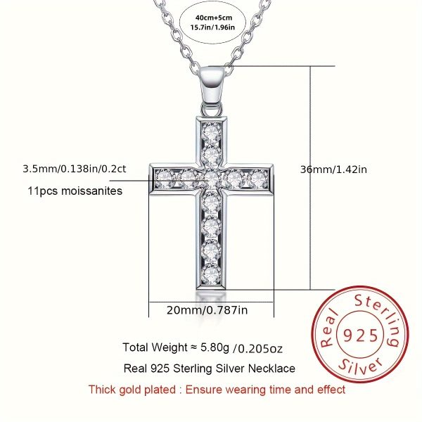 Sterling Silver Luminous 0.2ct*11pcs Moissanite Necklace Jewelry With Certificate Men Women Fashion Necklace Small Fragrance Bohemian Style For Wedding And Party Black Friday Halloween Gift Ideal Gift For Christmas With Gift Box - Image 4