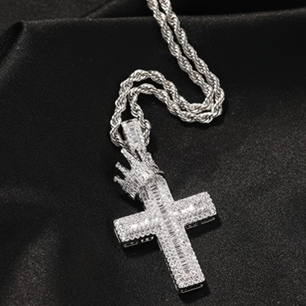 925 Silver Crown Cross With Full Zirconia [holiday Gift] Comes With Exquisite Packaging Box