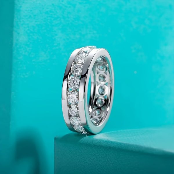 1pc S925 Sterling Silver 4mm Moissanite Ring for Men And Women, Gift for Mother And Wife, Suitable for Party, Date, Anniversary, Party, Birthday Gift - Image 3
