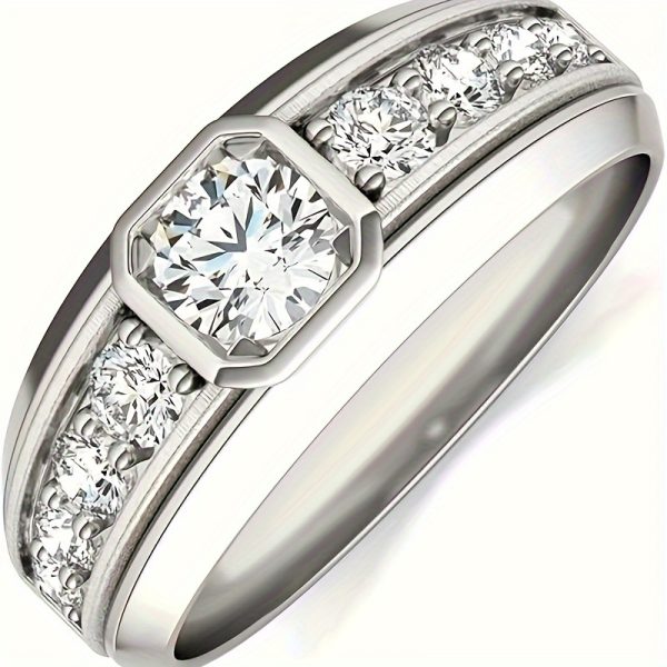Wedding Rings For Men, Moissanite Eternity Engagement Band Brilliant D Color VVS1 Clarity Lab Created Diamond Ring With Solid S925 Sterling Silver - Image 6