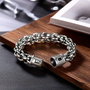 S925 Sterling Silver Chain Bracelet for Men, Funky Style, Durable 925 Silver, 55g/1.94oz, No Pendant, for Boyfriend, Dad, Holiday Gift