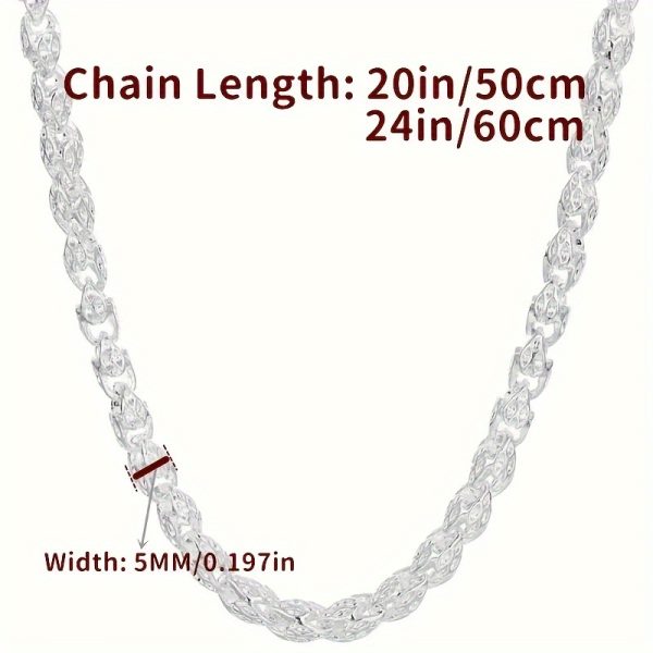 1pc Fashion 925 Sterling Silvery Round Bamboo Chain New Style Necklace for Men and Women as a Gift - Image 2
