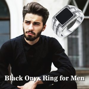 Sterling Silver Black Onyx Ring for Men Statement Ring Gemstone Ring Vintage Handmade Black Onyx Ring Jewelrys for Onyx Lover