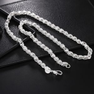 1pc Fashion 925 Sterling Silvery Round Bamboo Chain New Style Necklace for Men and Women as a Gift