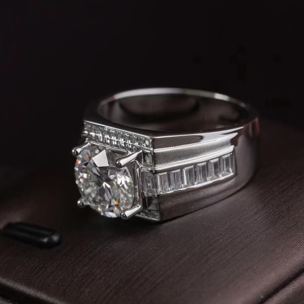 1pc of 925 Sterling Silvery Ring with GRA Certification, D Color VVS1, Classic Matte Finish, 3 Carat Men'S Moissanite Ring. - Image 8