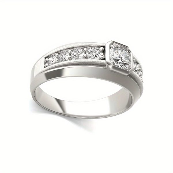 Wedding Rings For Men, Moissanite Eternity Engagement Band Brilliant D Color VVS1 Clarity Lab Created Diamond Ring With Solid S925 Sterling Silver - Image 7