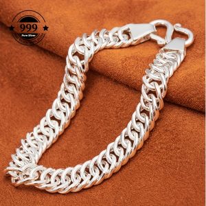 S999 Bracelet Men's Sterling Silver Bracelet Silver Weight 30 Grams/1.0 Ounces.