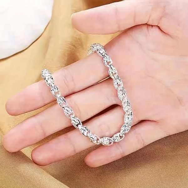 1pc Fashion 925 Sterling Silvery Round Bamboo Chain New Style Necklace for Men and Women as a Gift - Image 3