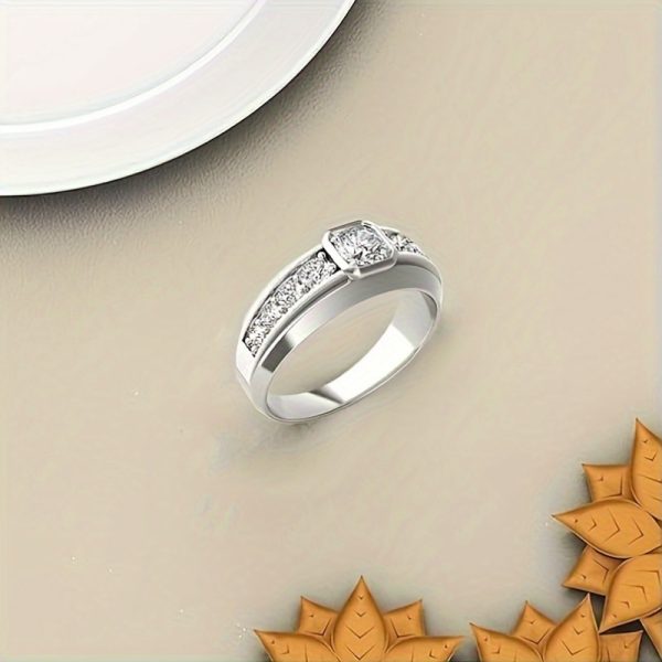 Wedding Rings For Men, Moissanite Eternity Engagement Band Brilliant D Color VVS1 Clarity Lab Created Diamond Ring With Solid S925 Sterling Silver - Image 5