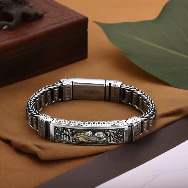 Foot Silvery S925 Bracelet Sterling Silvery Bracelet Men'S Bracelet Can Be Worn To Send A Boyfriend A Birthday Gift For Dad. Silvery Weighs 60 Grams/2.11 Ounces. - Image 3