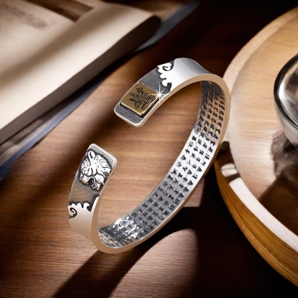 Foot Silvery S925 Bracelet Sterling Silvery Bracelet Men's Open Bracelet Can Be Freely Adjusted In Size to Give Boyfriend A Birthday Gift. Silvery Weighs 29 Grams/1.02 Ounces. - Image 4