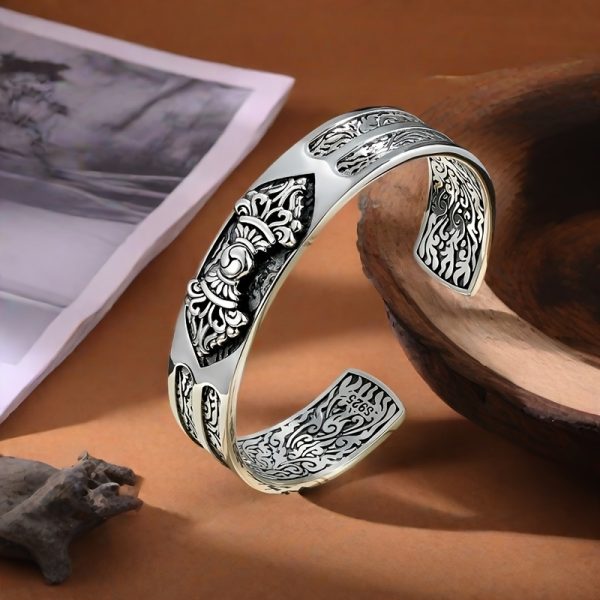 Funky Sterling Silver S925 Men'S Cuff Bracelet, Adjustable Open Bangle, No Plating - Gift for Boyfriend, Father'S Day Present, 52g/1.83oz - Image 6