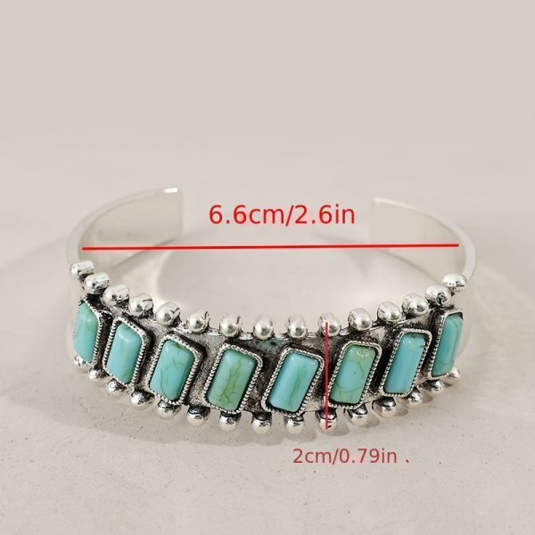 Timeless Retro Western Cuff Bracelet Set - Bold & Eye-Catching Boho Design with Genuine Turquoise Stones - Unique 8-Piece Collection for Unforgettable Style - Image 5
