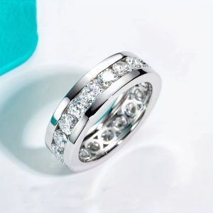 1pc S925 Sterling Silver 4mm Moissanite Ring for Men And Women, Gift for Mother And Wife, Suitable for Party, Date, Anniversary, Party, Birthday Gift