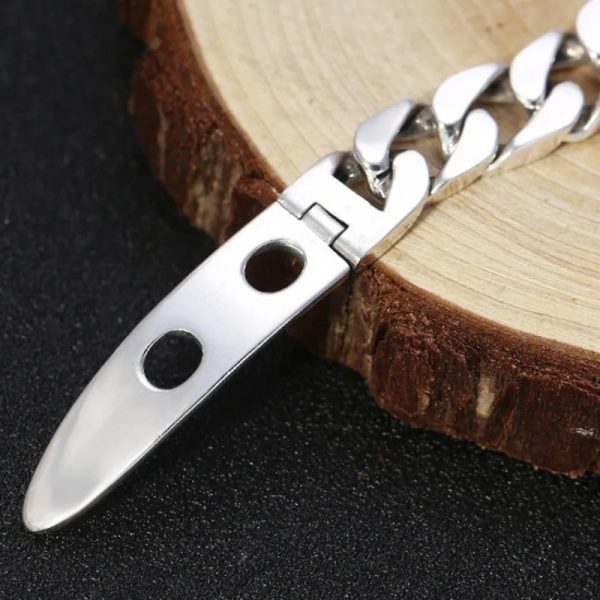 Stylish Men's 925 Sterling Silver Bracelet with Unique Belt Buckle Design, Hypoallergenic - Perfect for Couples, Silvery - Image 4