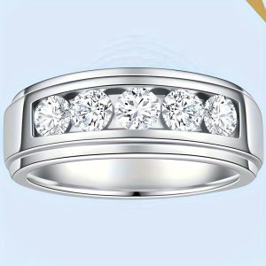 1pc S925 Silver 2 carat Moissanite ring band,, luxurious simple fashion elegant, Men's gifts, Women's gifts, engagement rings, Casual Attire, holiday gifts, for friends and family