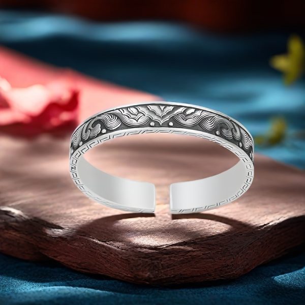 1pc 999 Sterling Silver Men'S Bracelet - Cool and Handsome Adjustable Open Cuff Bangle, 66g/2.32oz, Ideal Gift for Boyfriend or Father - Image 5