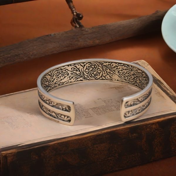 Funky Sterling Silver S925 Men'S Cuff Bracelet, Adjustable Open Bangle, No Plating - Gift for Boyfriend, Father'S Day Present, 52g/1.83oz - Image 3