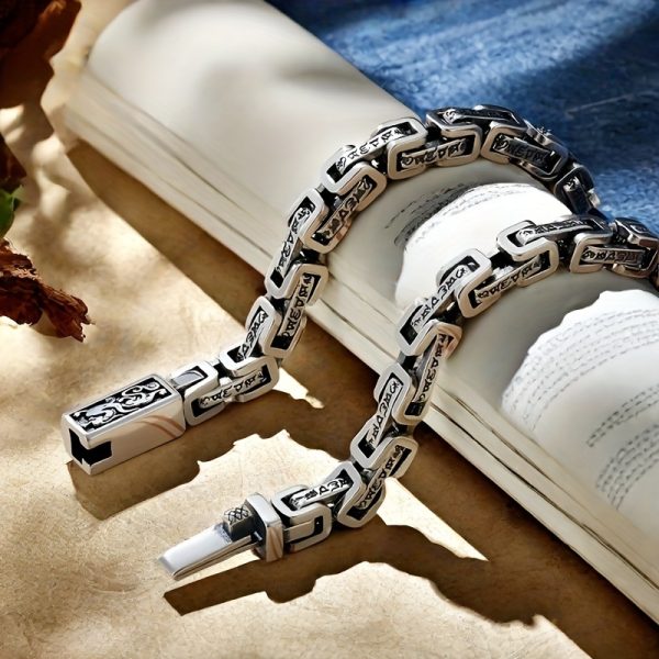 Men'S 925 Sterling Silver Bracelet, Cool and Handsome Style, Solid Silver Chain, 25g/0.88oz, for Boyfriend on Special Occasions - Image 4