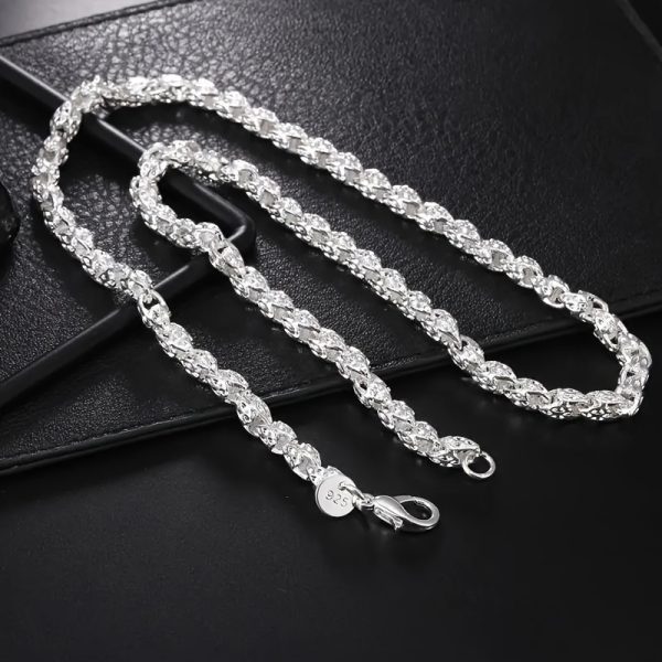 1pc Fashion 925 Sterling Silvery Round Bamboo Chain New Style Necklace for Men and Women as a Gift
