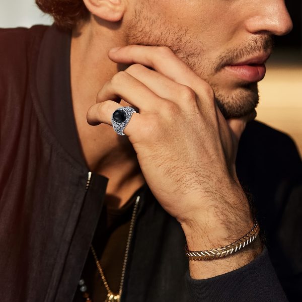 Vintage-Inspired Men's Black Onyx Sterling Silvery Ring - Handcrafted Gemstone Statement Piece, Perfect for Christmas Gift - Image 2