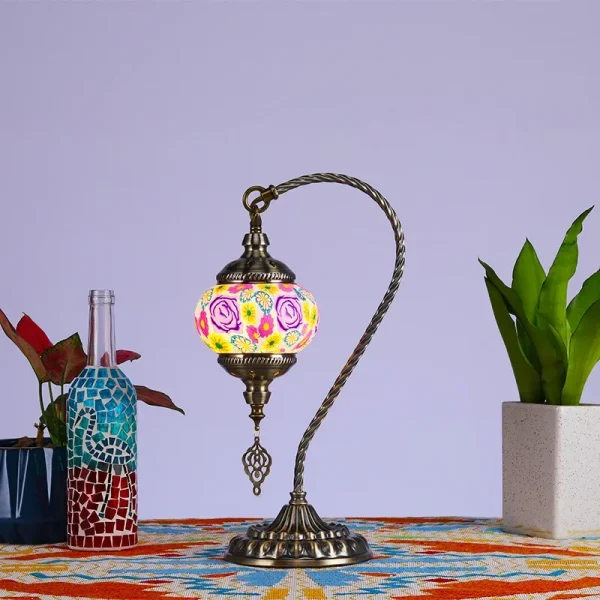 Vintage Handmade Mosaic Lampshade Turkish Moroccan Bohemian Style Table Lamp Lampara De Mesa - Image 9