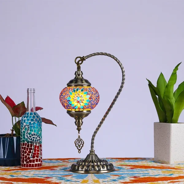 Vintage Handmade Mosaic Lampshade Turkish Moroccan Bohemian Style Table Lamp Lampara De Mesa - Image 5