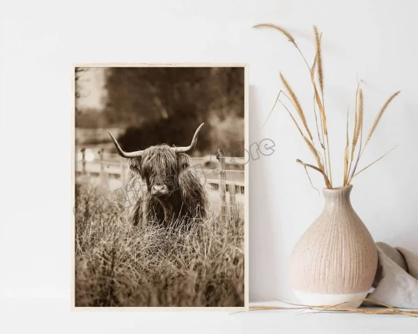 Vintage Southwest Cowboy Hat Boots Highland Cow Rustic Western Landscape Canvas Poster Wall Pictures Farmhouse Home Decor - Image 9
