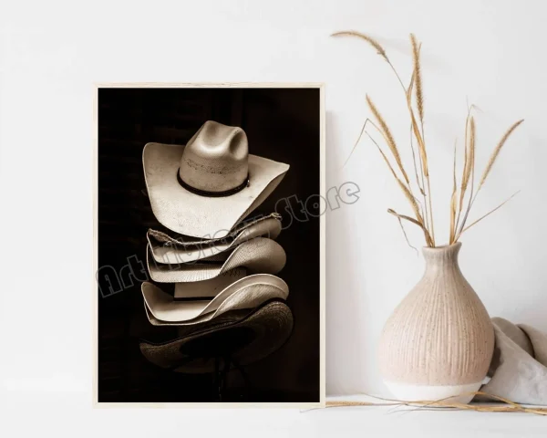 Vintage Southwest Cowboy Hat Boots Highland Cow Rustic Western Landscape Canvas Poster Wall Pictures Farmhouse Home Decor - Image 7