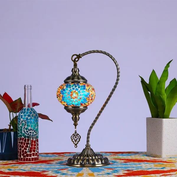 Vintage Handmade Mosaic Lampshade Turkish Moroccan Bohemian Style Table Lamp Lampara De Mesa - Image 6