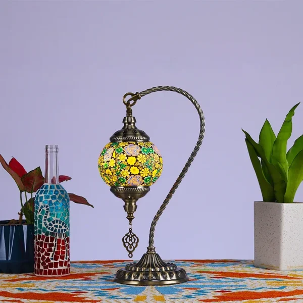 Vintage Handmade Mosaic Lampshade Turkish Moroccan Bohemian Style Table Lamp Lampara De Mesa - Image 10