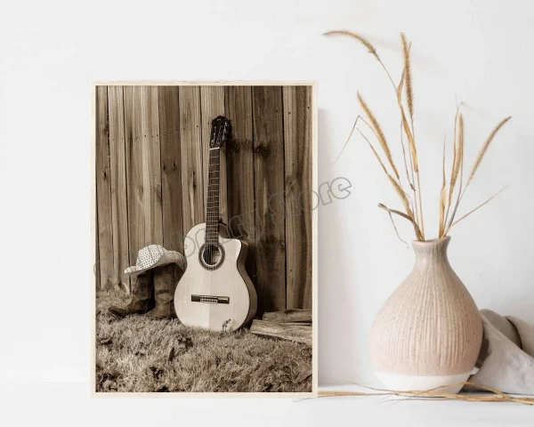 Vintage Southwest Cowboy Hat Boots Highland Cow Rustic Western Landscape Canvas Poster Wall Pictures Farmhouse Home Decor - Image 8